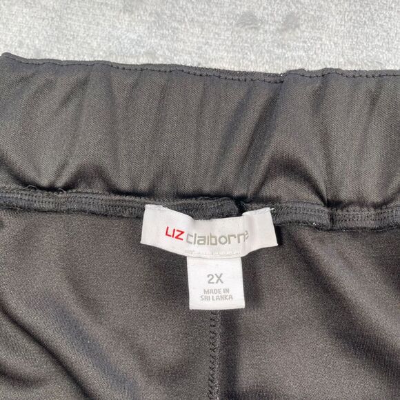 Liz Claiborne Pants Womens 2X Black Metallic Shimmer Cocktail Party Crepe - Picture 15 of 16